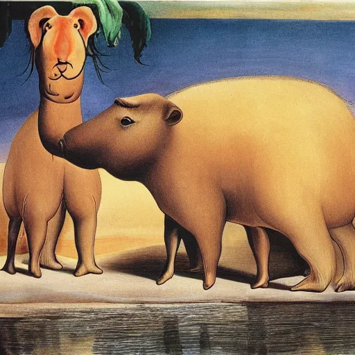 Image similar to capybaras, by salvador dali,