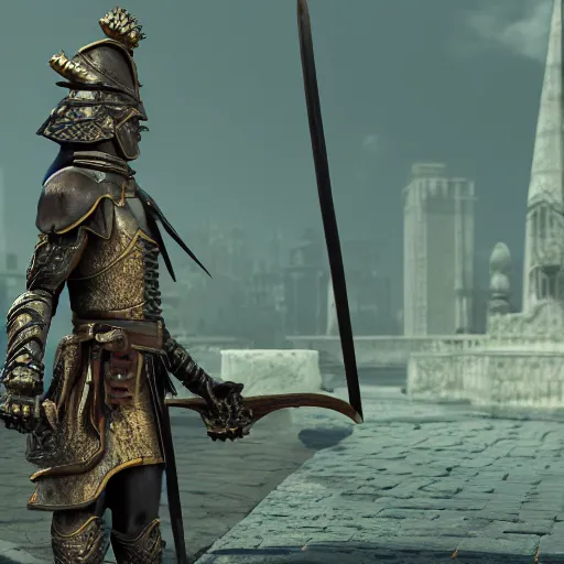 Image similar to Zanzibart the Myrmidon of Loss by From Software, 4k, octane render, unreal engine, highly detailed