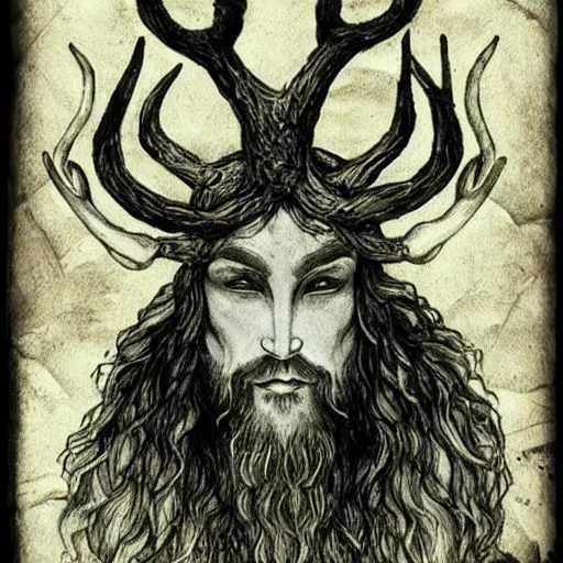 Image similar to Cernunnos and nature in the style of DZO:OLIVIER