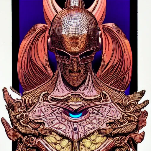 Image similar to portrait of the cyber archangel, intricate, highly detailed, masterful, in the style of moebius, akira toriyama