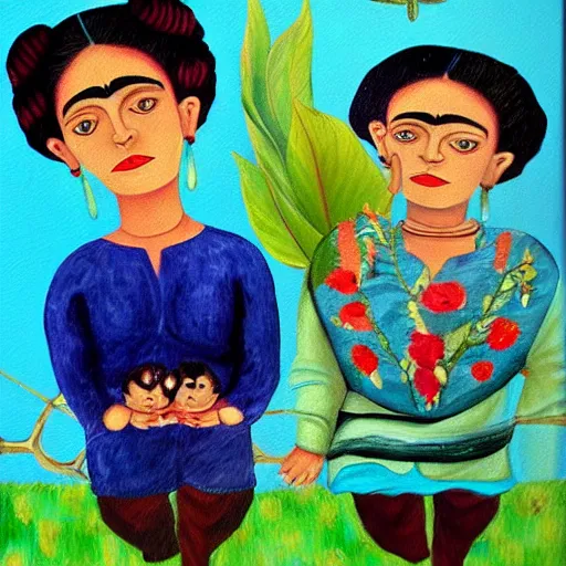 Image similar to a painting about loss in the style of frida kahlo