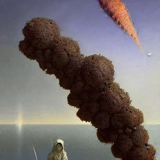 Prompt: A digital painting of a meteor containing an insect hive, Wayne Barlowe Greg Rutkowski