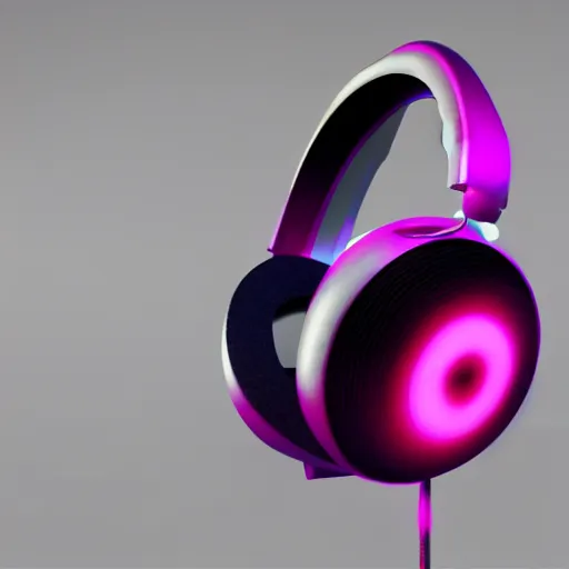 Image similar to intense futuristic bespoke, headphones, james, artstation trending, 8 k, 3 d render, photorealistic, volumetric lighting caustics, pink