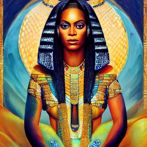 Prompt: a portrait of beyonce as an egyptian goddess by karol bak, christopher balaskas, umberto boccioni and charlie bowater