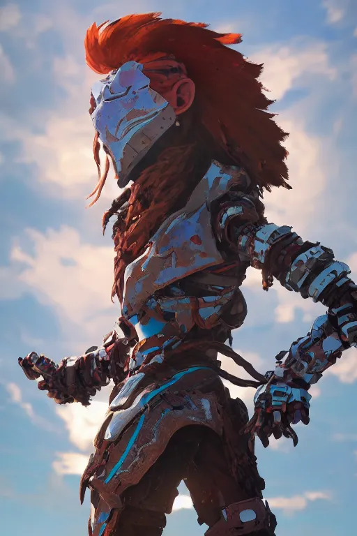 Image similar to combination suit armor aloy horizon forbidden west horizon zero dawn robot ninja mask helmet backpack tribal, aesthetic octane render, 8 k hd resolution, by ilya kuvshinov and cushart krentz and gilleard james radiating a glowing aura cgi rtx 2 0 2 2