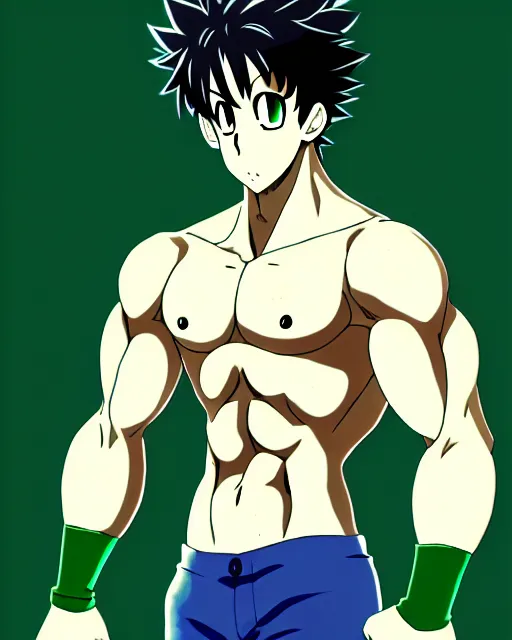 Image similar to anime art full body portrait of luigi bodybuilder character concept art, anime key visual of fight club, large eyes, finely detailed perfect face delicate features directed gaze, trending on pixiv fanbox, studio ghibli, extremely high quality artwork