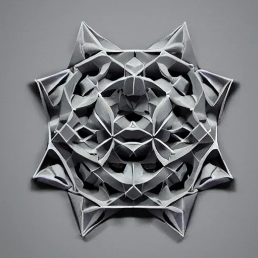 Image similar to triangles, thorns, skulls, modular origami, hyperprism, evil, high detail, 4 k