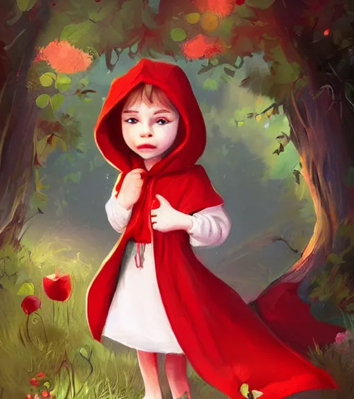 Prompt: attractive little boy character inspired in little red riding hood, digital artwork made by lois van barlee, james jean and rhads