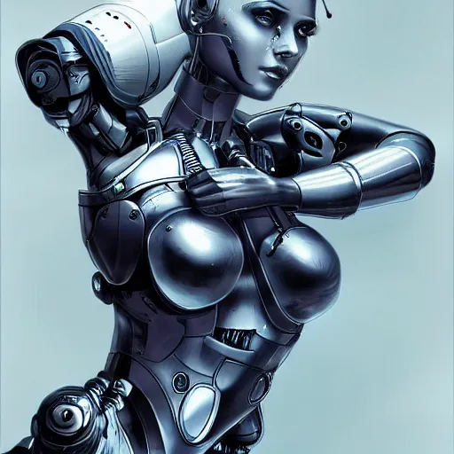 Prompt: beutiful white girl cyborg, alfred kelsner, artstaition, epic composition