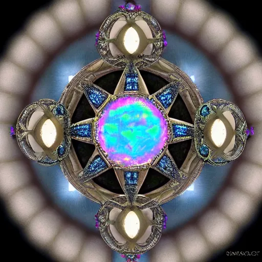 Image similar to opal crystal, orb, jewelry complex sacred geometry, artstation, 8k, magical, elegant, fantasy, highly detailed, art deco, relic, elegant, art noveau