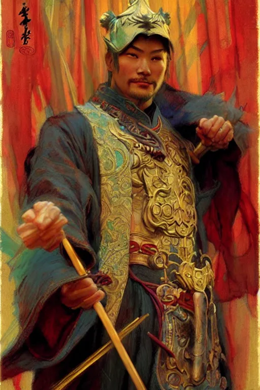 Image similar to wizard, character design, ming dynasty, colorful, painting by gaston bussiere, craig mullins, j. c. leyendecker, tom of finland