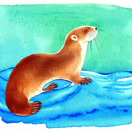 Prompt: an otter, vibrant watercolor, polish illustration
