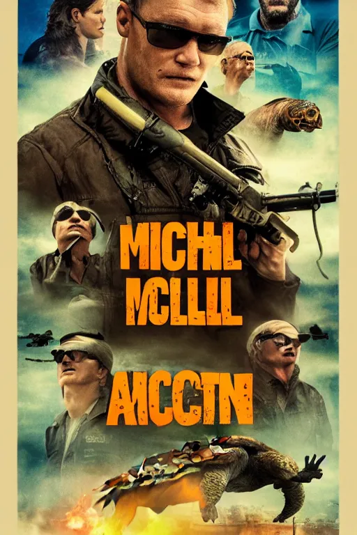 Image similar to action movie poster, mitch mconnell as a tortoise