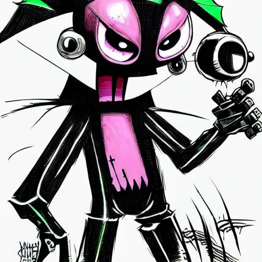 Image similar to Invader Zim!!!, in the style of artist Kim Jung Gi,