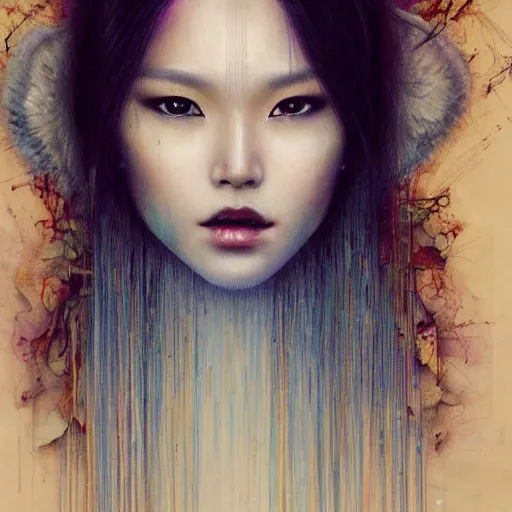 Image similar to an angel portrait of Crystal Liu , tall, fair skin, and slender with pale golden eyes and long eyelashes by Stanley Artgerm,Tom Bagshaw,arthur adams, Carne Griffiths, trending on Deviant Art,street art,face enhance,chillwave,maximalist,full of color, glittering