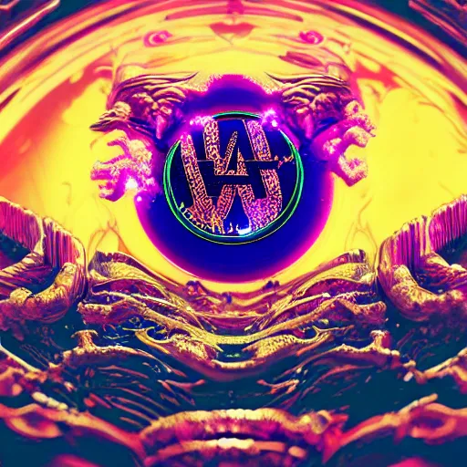 Image similar to a and w vaporwave logo, digital art, cosmic, 3 d high definition, trending on art station, photorealistic, high resolution, 8 k, octane, hyper detailed, insane details, intricate, elite, ornate, elegant trend, highly detailed and intricate, sharp focus, photography, unreal engine