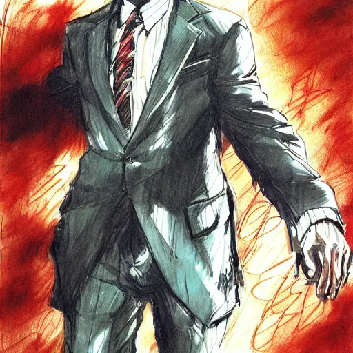 Prompt: A drawing of Saul Goodman by Yoji Shinkawa