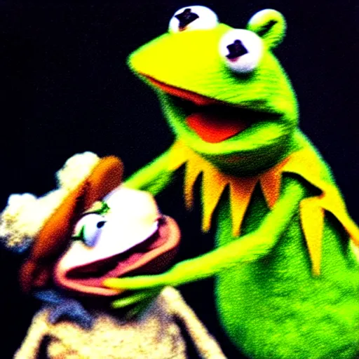 Image similar to “Kermit the Frog Devouring His Son” by Francisco Goya