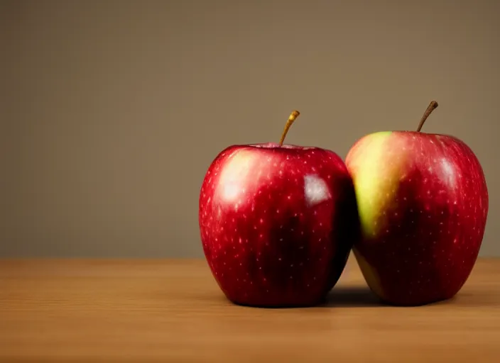 Prompt: photo still of an apple with a human mouth, 8 k, studio lighting bright ambient lighting key light, 8 5 mm f 1. 8