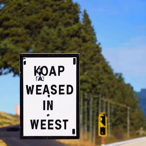 Image similar to a road sign warning of kanye west up ahead