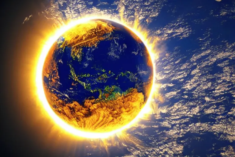 Image similar to photo of sun on earth horizon from space