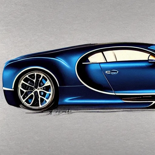 Image similar to bugatti chiron drawn by leonardo da vinci