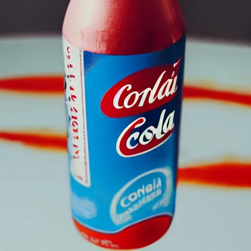 Prompt: an icy cold bottle of conka cola, marketing promo photo