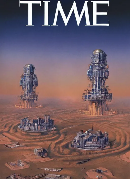 Prompt: TIME magazine cover, the coming AI singularity, by Luc Schuiten, 4k, HDR