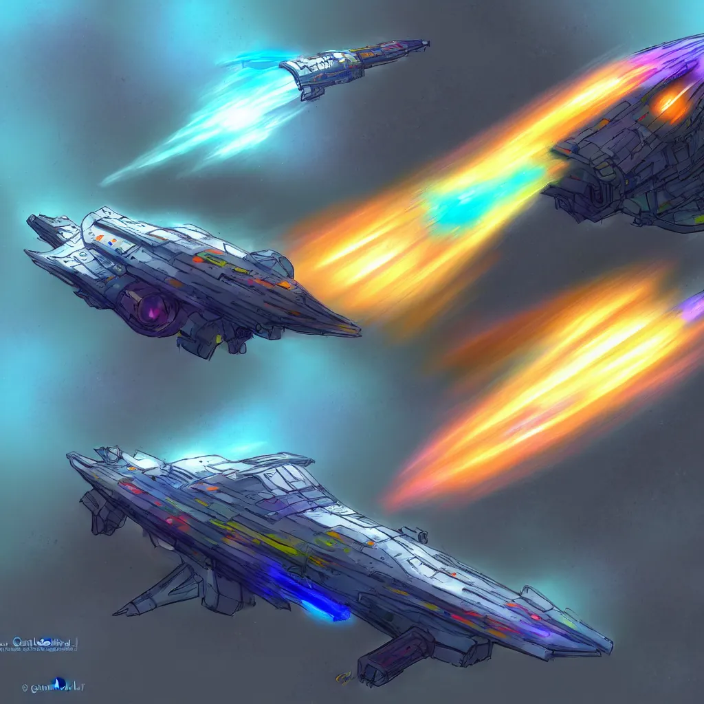 Image similar to combat spaceship from the side concept art colorful by gurmukh basin