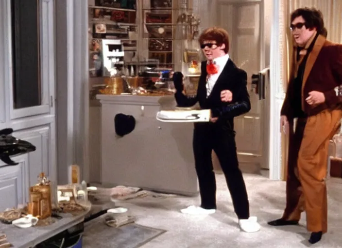 Image similar to austin powers stealing stable diffuion prompts from alotta fagina's apartment