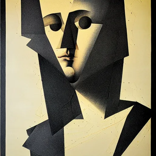 Prompt: lithography on paper conceptual figurative post - morden monumental portrait by goya and el lissitzky, illusion surreal art, highly conceptual figurative art, intricate detailed illustration, controversial poster art, polish poster art, geometrical drawings, no blur