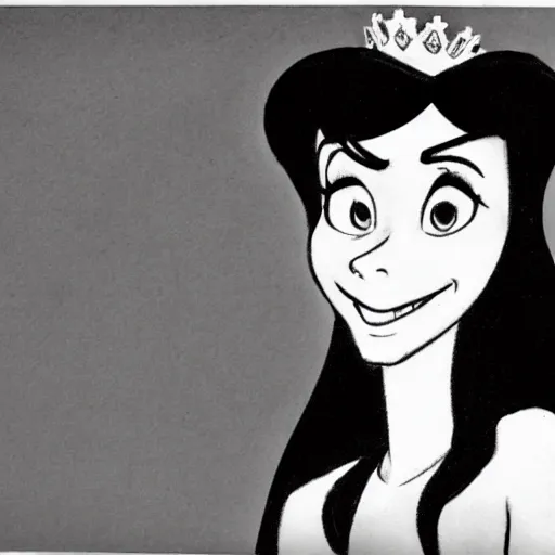 Image similar to milt kahl sketch of victoria justice as princess with hair tendrils