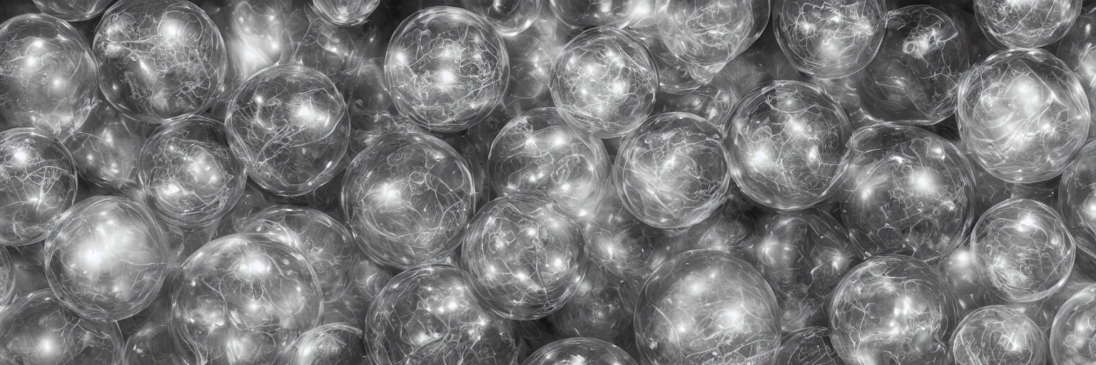 Image similar to a well - lit studio photograph of a clear plastic ball with various organic shapes inside of it, some smooth, some wrinkled, some long, some spherical, various sizes, textures, and transparencies, beautiful, smooth, detailed, inticate