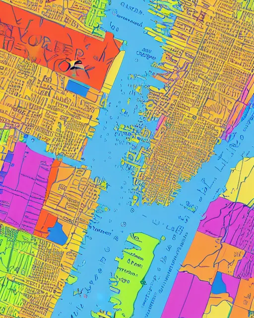 Prompt: colourful maps, new York, 3d