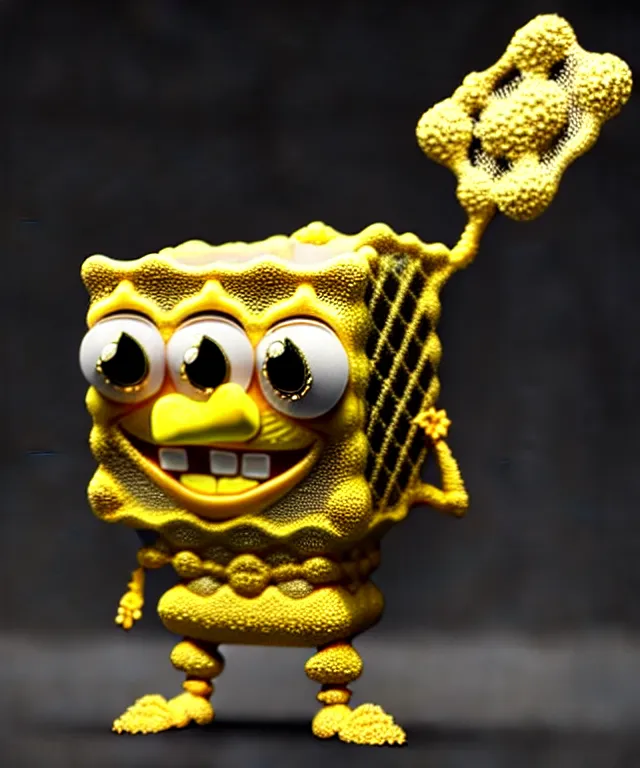 complex 3 d render of a porcelain spongebob. gold and | Stable ...