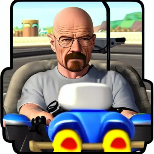 Image similar to Walter White in Mario Kart