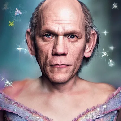 Prompt: john malkovich as a disney princess. highly detailed. hyper real photo. 4 k.