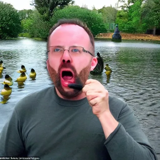 Image similar to how dare you a full grown man yelling at baby ducks