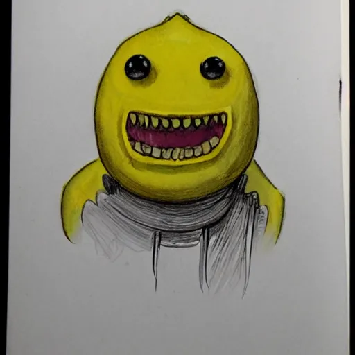 Prompt: sketch of a lemon monster