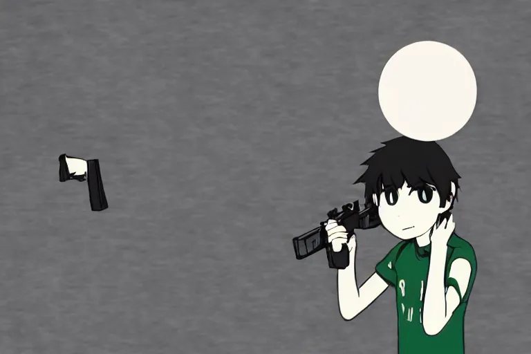 Image similar to omori game holding a gun