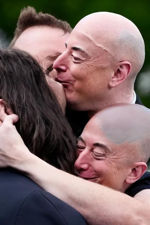 Image similar to elon musk kissing jeff bezos