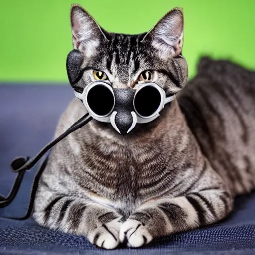 Prompt: cat wearing gasmask