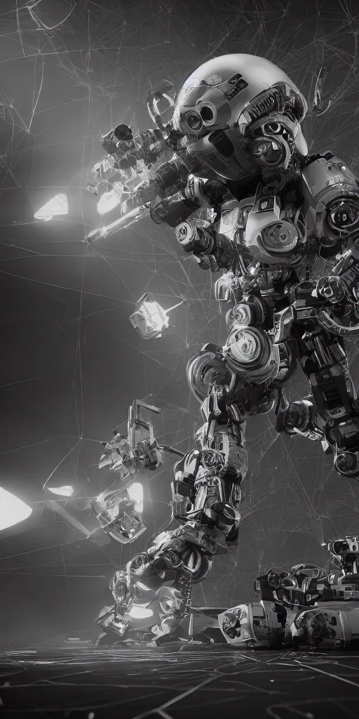 Image similar to the flow of time. complex shapes, highly detailed. octane render. robots are taking over. monochrome. ash thorp style. cinematic.