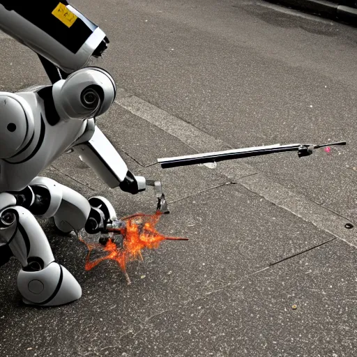 Image similar to robot killing a man - photographer