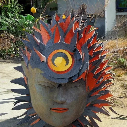 Image similar to A sculpture Naruto made pure recycled materials