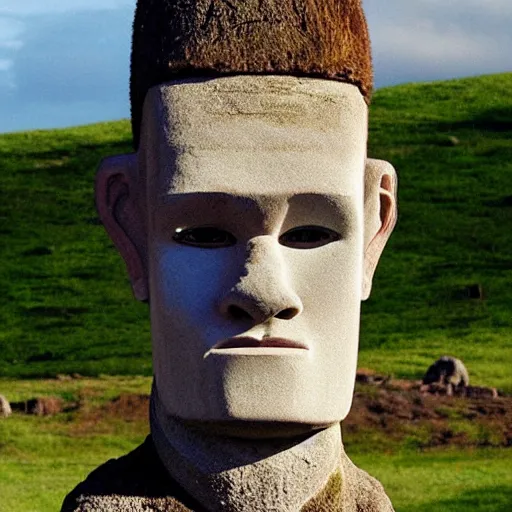 Prompt: vitalik buterin easter island head