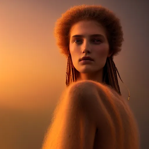 Image similar to photographic portrait of a stunningly beautiful renaissance tribal female in soft dreamy light at sunset, contemporary fashion shoot, by edward robert hughes, annie leibovitz and steve mccurry, david lazar, jimmy nelsson, breathtaking, 8 k resolution, extremely detailed, beautiful, establishing shot, artistic, hyperrealistic, beautiful face, octane render