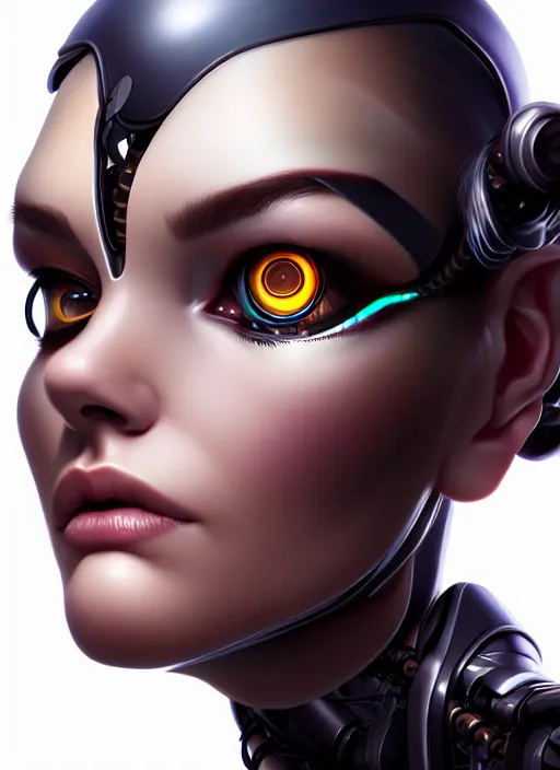 Image similar to portrait of a cyborg woman by Artgerm, biomechanical, hyper detailled, trending on artstation