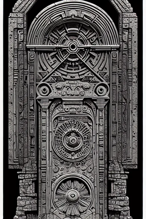 Image similar to ornate ancient stone portal, high details, intricately detailed, by vincent di fate, inking, 3 color screen print, masterpiece, trending on artstation,, sharp, details, hyper - detailed, hd, 4 k, 8 k