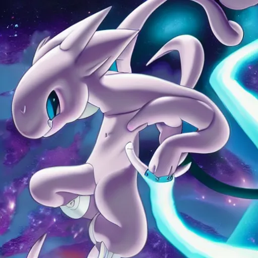 Prompt: Cover art for Mewtwo Strikes Back